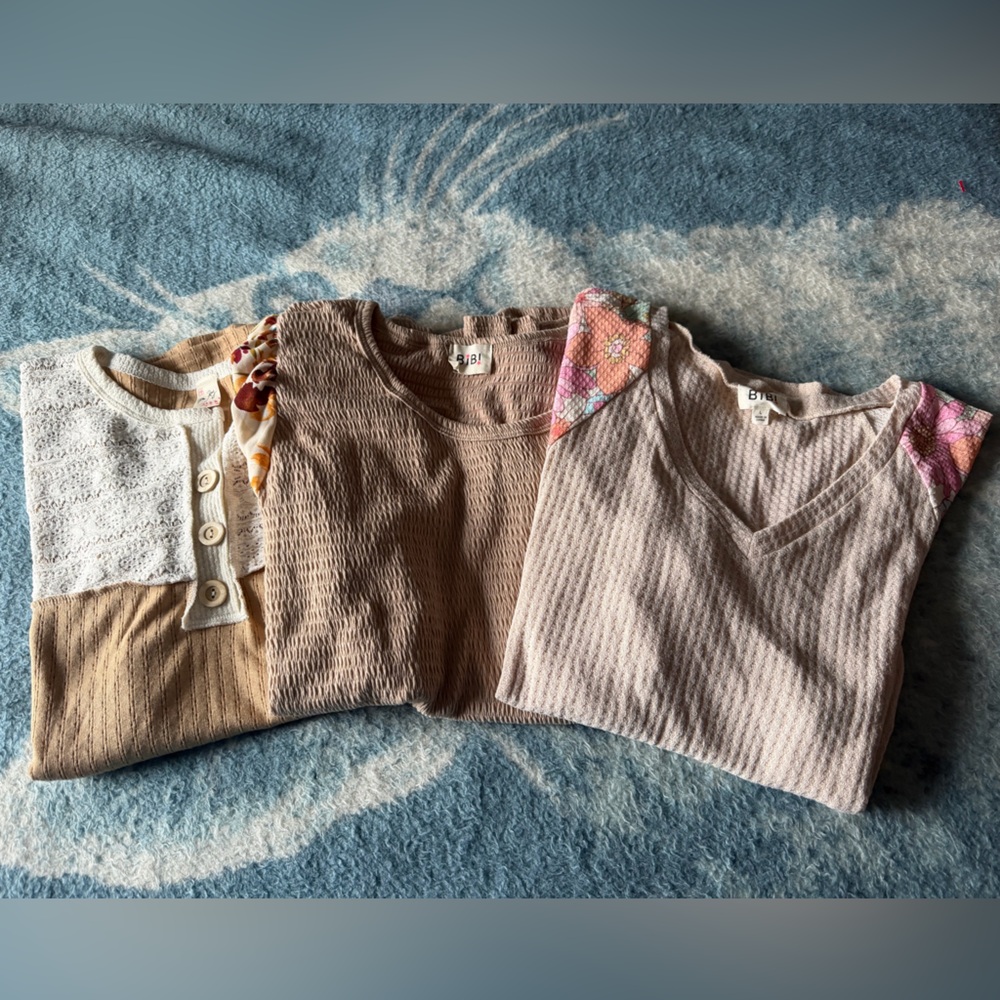 7th Ray and BiBi Floral Women’s Tops—Set of Three Size L